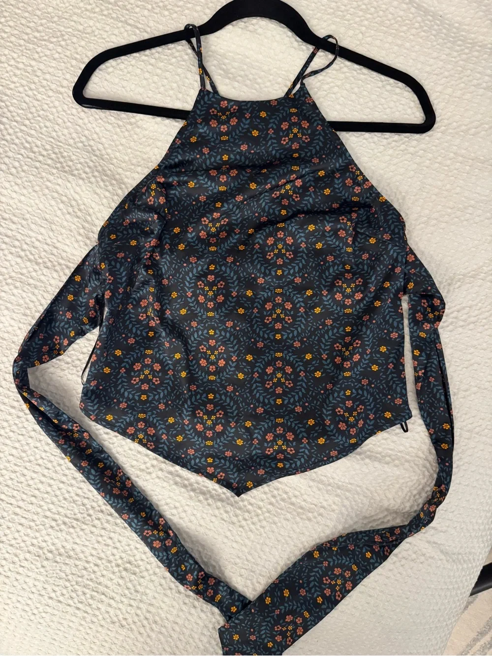 Free People Navy Floral Halter Camisole Size S